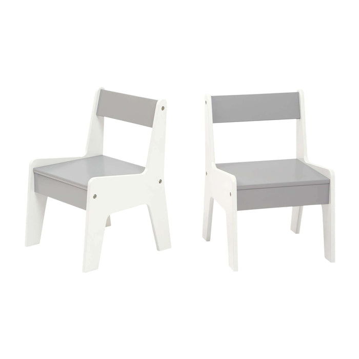 White and Grey Bookshelf Table and Two Chairs Set