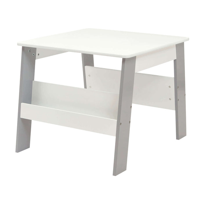 White and Grey Bookshelf Table and Two Chairs Set