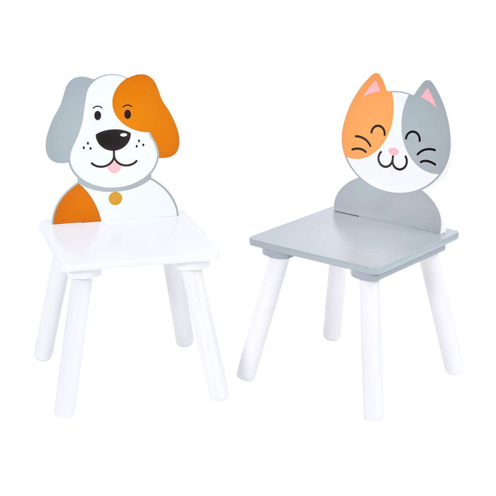 Kids Cat and Dog Table and Two Chairs Set