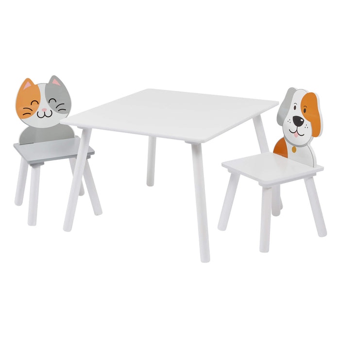 Kids Cat and Dog Table and Two Chairs Set