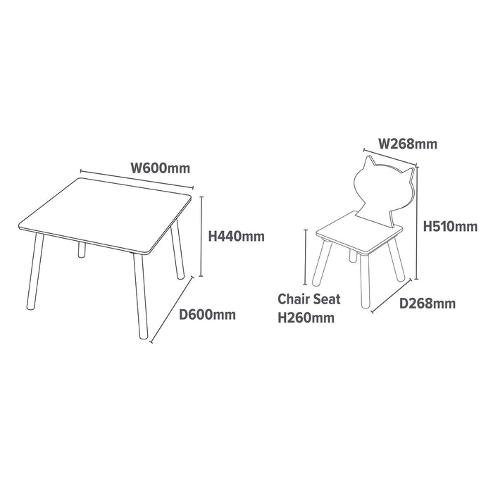 Kids Country Animals Table and Two Chairs Set