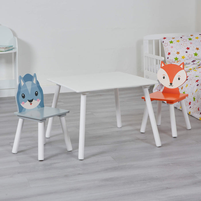 Kids Country Animals Table and Two Chairs Set
