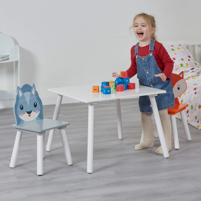 Kids Country Animals Table and Two Chairs Set