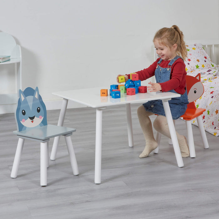 Kids Country Animals Table and Two Chairs Set