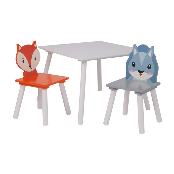 Kids Country Animals Table and Two Chairs Set