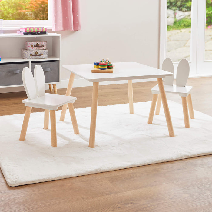 Kids Bunny Wooden Table and Two Chairs