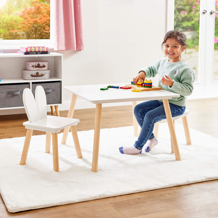 Kids Bunny Wooden Table and Two Chairs