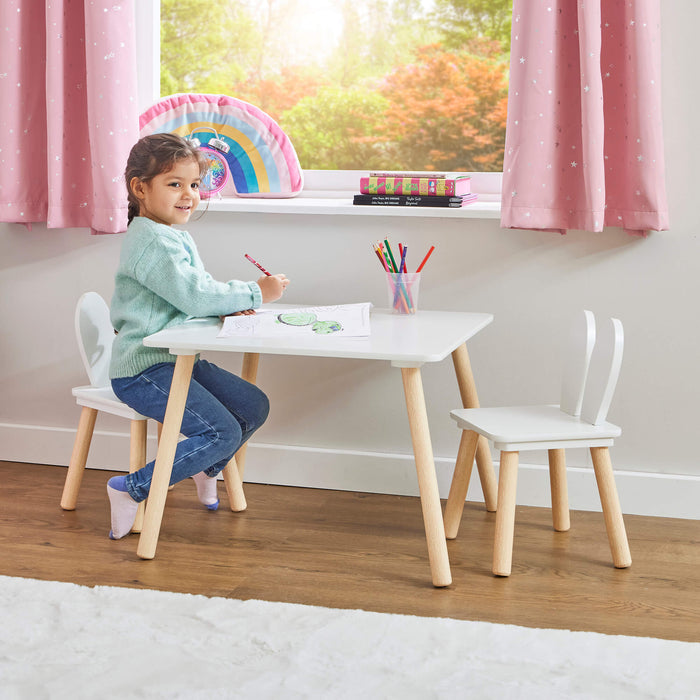 Kids Bunny Wooden Table and Two Chairs