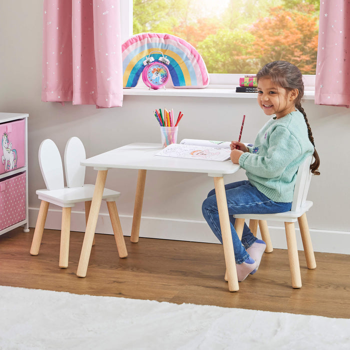 Kids Bunny Wooden Table and Two Chairs