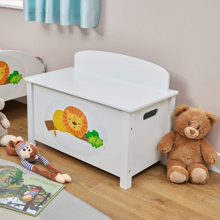 Kids Wooden Jungle Toy Box