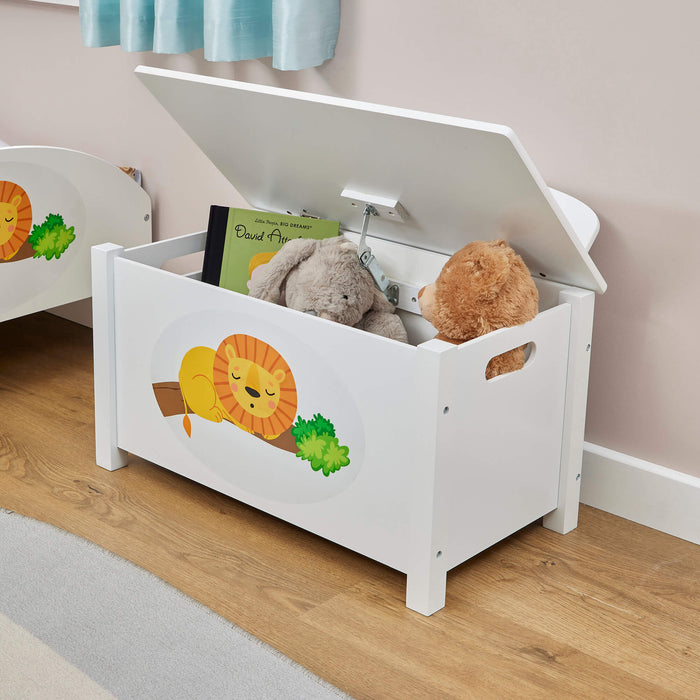 Kids Wooden Jungle Toy Box