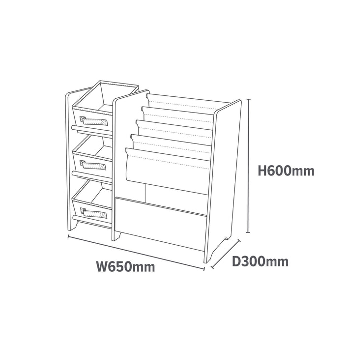 Kids White Display Unit With Fabric Storage Boxes