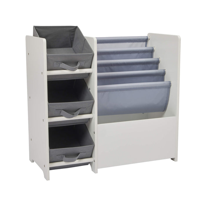 Kids White Display Unit With Fabric Storage Boxes
