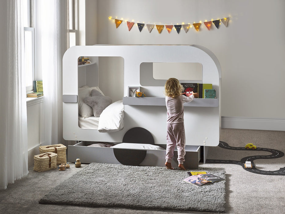 Tourer Caravan Bed - Vapor Grey And White