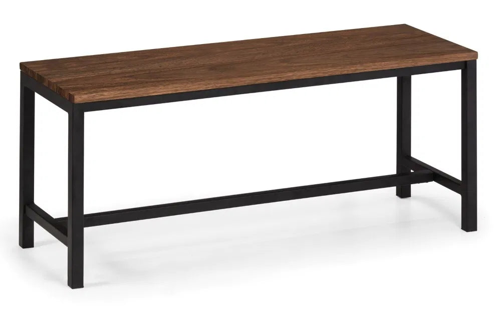 Tribeca Walnut Dining Table with Bench & 2 Monroe Chairs in Charcoal