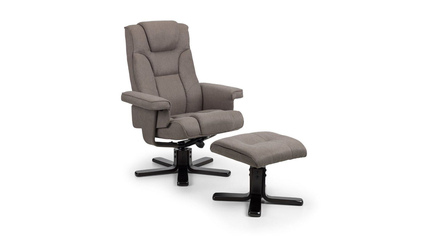 Malmo Swivel Recliner & Stool - Grey