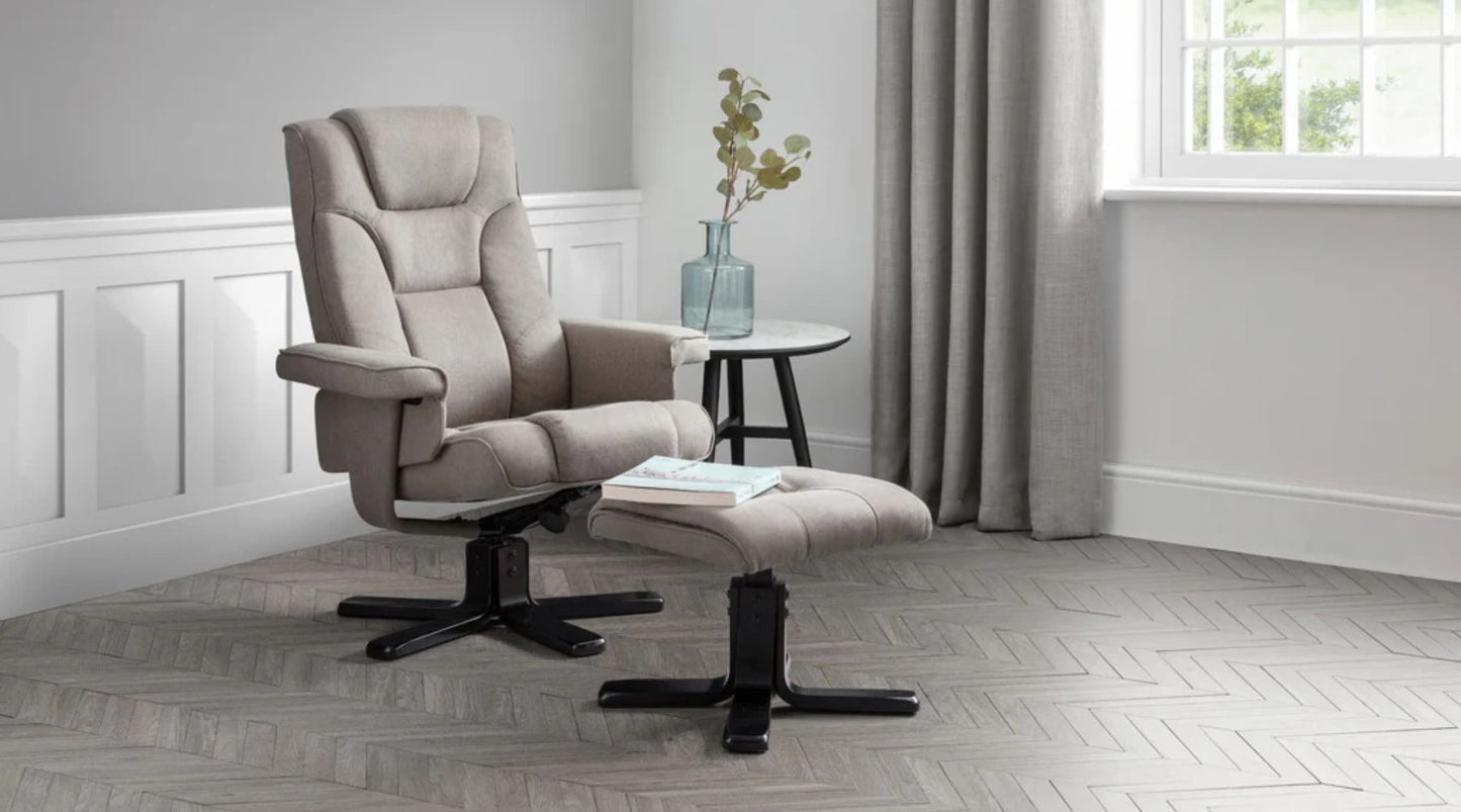 Malmo Swivel Recliner & Stool - Grey