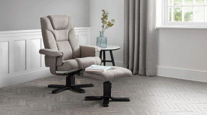 Malmo Swivel Recliner & Stool - Grey