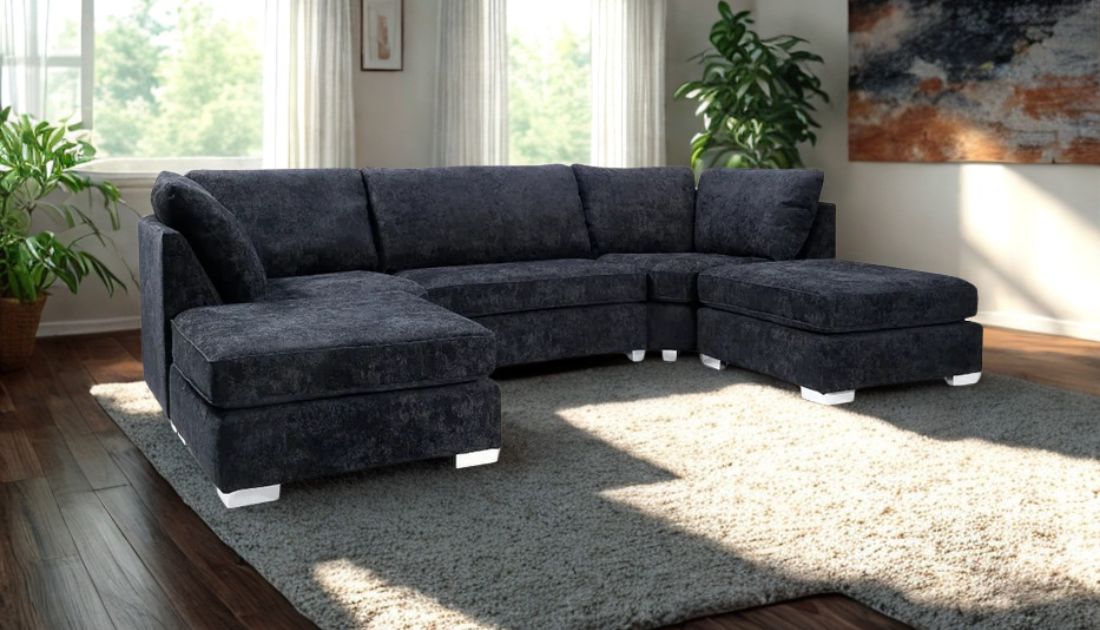 Riley U Shape Sofa - Black