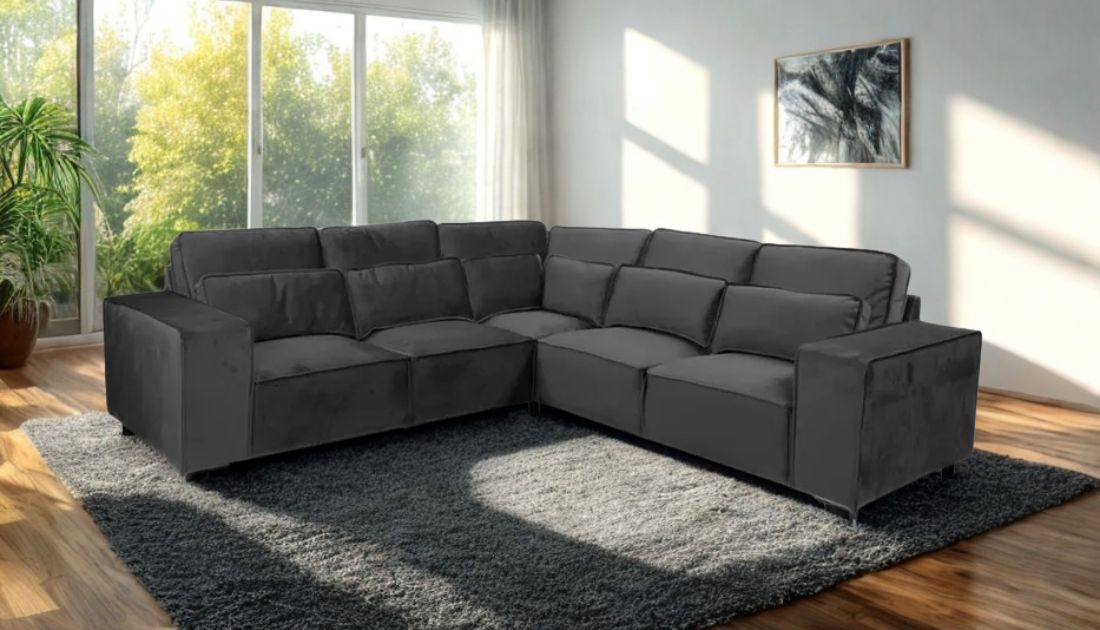 Riviera 5 Seater Corner Sofa - Black