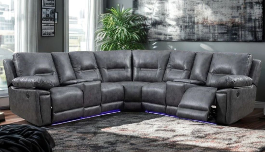 Zara Tech Leather LED Electric Reclining Corner Sofa