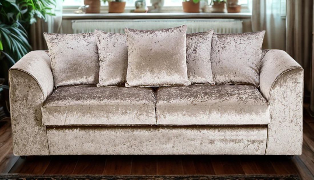 Crystal 3 Seater Scatter Back Sofa - Crushed Velvet
