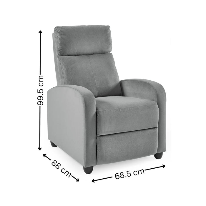 Vivo Grey Chenille Reclining Arm Chair