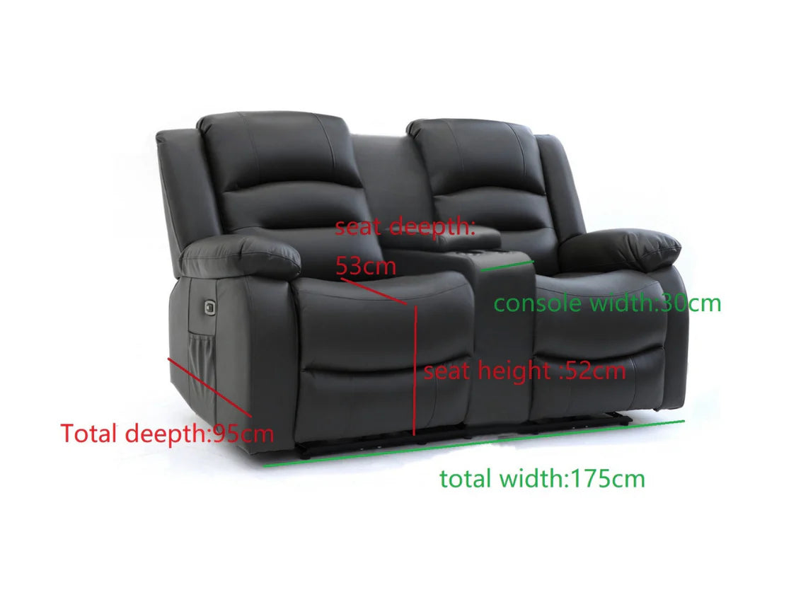 Olivia 2 Seater Electric Recliner - Black