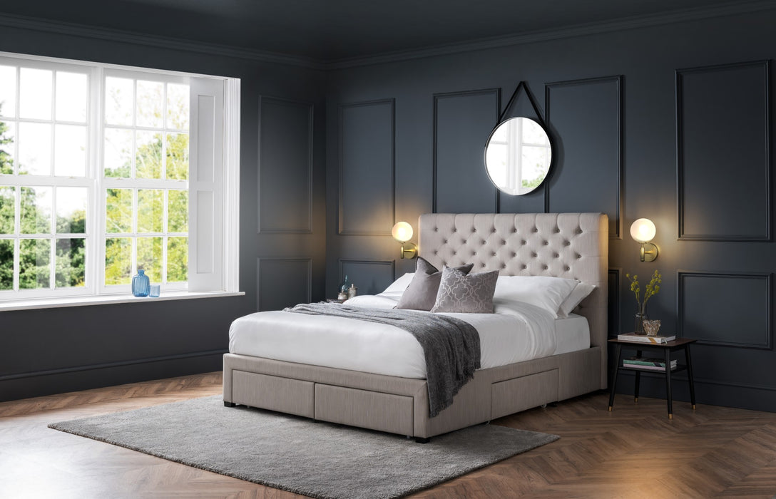 Wilton 4 Drawer 180cm Superking Bed - Grey Linen