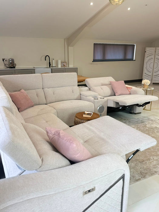 Renzo Large Electric Tech Corner Sofa - Beige
