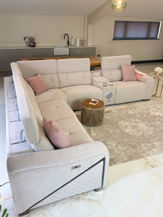 Renzo Large Electric Tech Corner Sofa - Beige