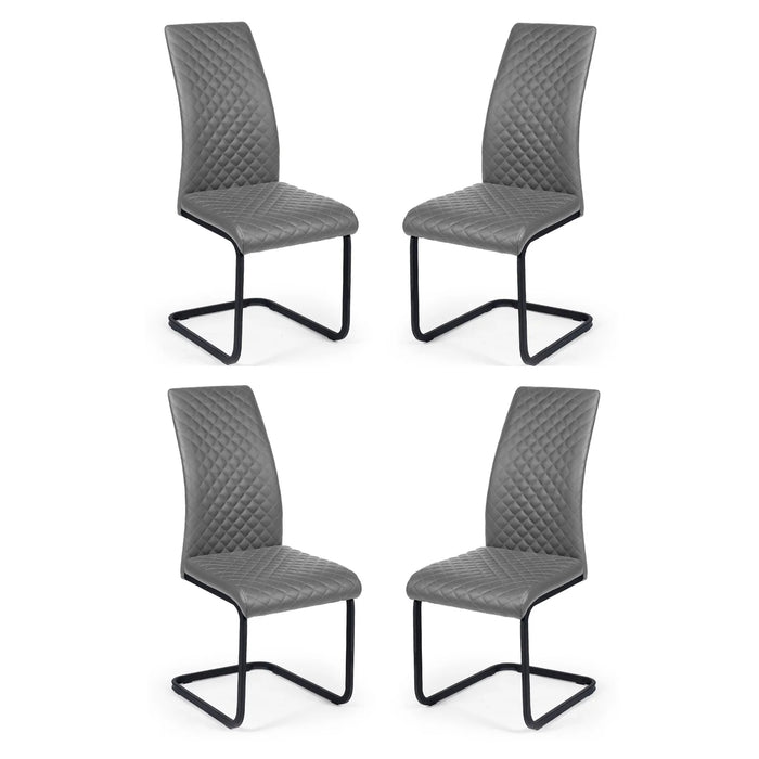 Set of 4 Xavier Grey Upholstered Cantilever Dining Chairs
