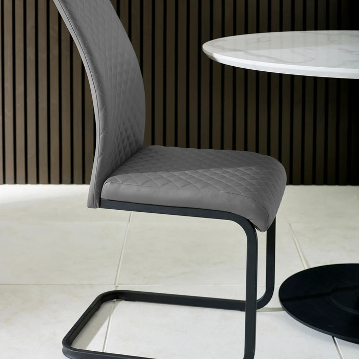 Set of 4 Xavier Grey Upholstered Cantilever Dining Chairs