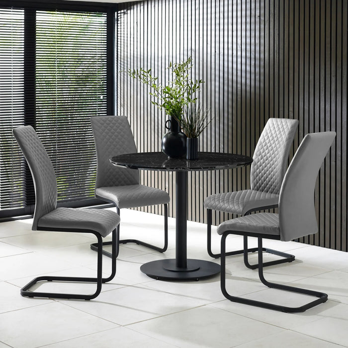 Set of 4 Xavier Grey Upholstered Cantilever Dining Chairs