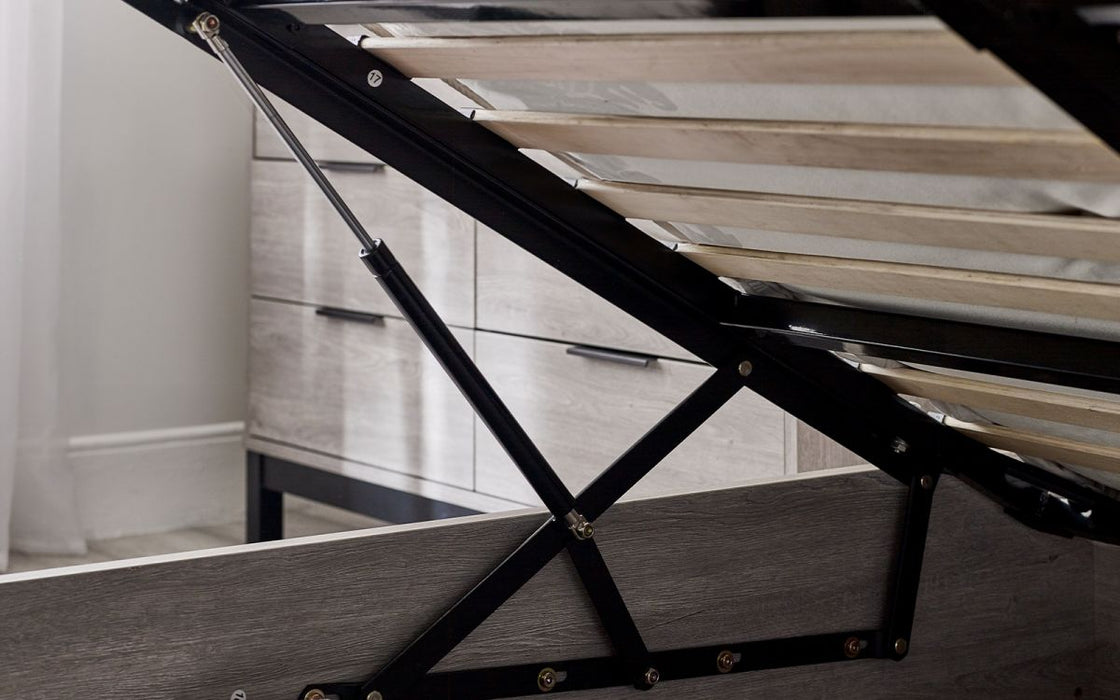 Bali Ottoman Storage 90cm Single Bed - Grey Oak