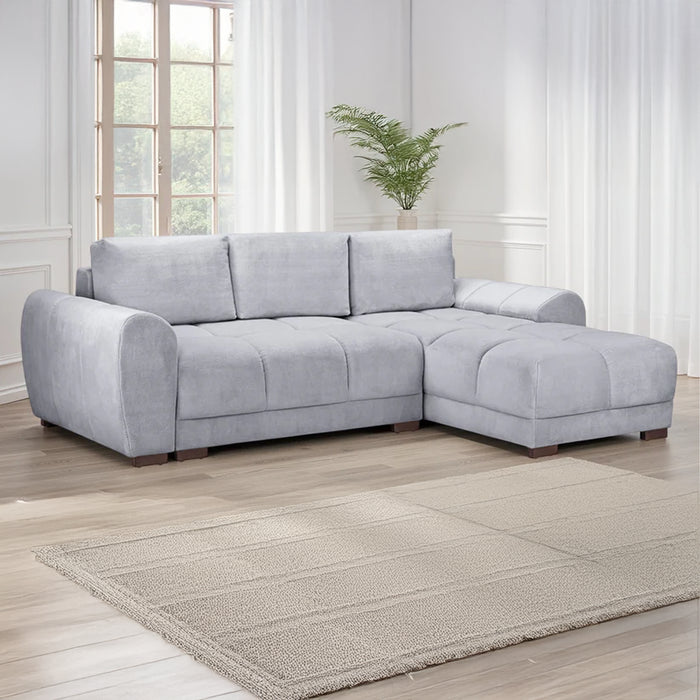 Zura Universal Corner Sofa Bed - Plush Velvet Grey