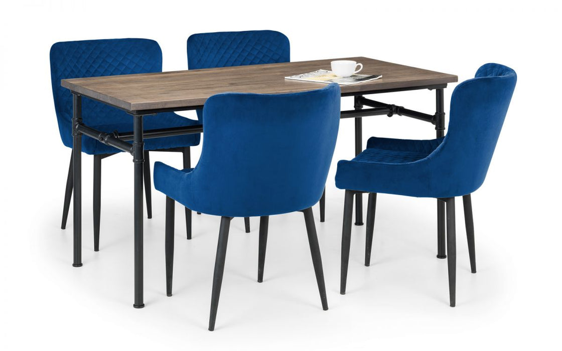 Carnegie Dining Table & 4 Luxe Blue Chairs