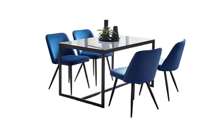 Chicago Dining Table & 4 Burgess Dining Chairs Blue