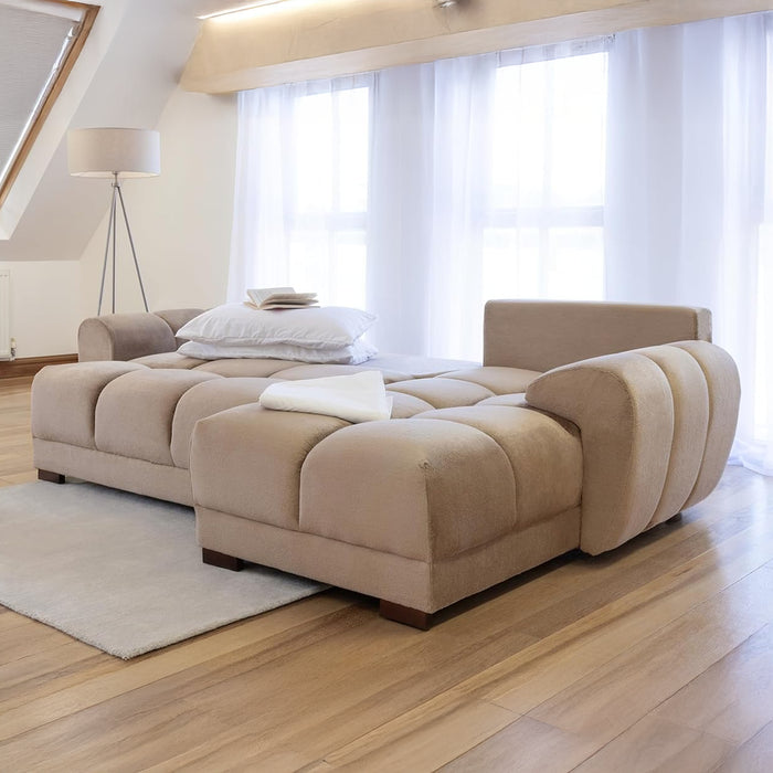 Zura Universal Corner Sofa Bed - Plush Velvet Brown Sugar