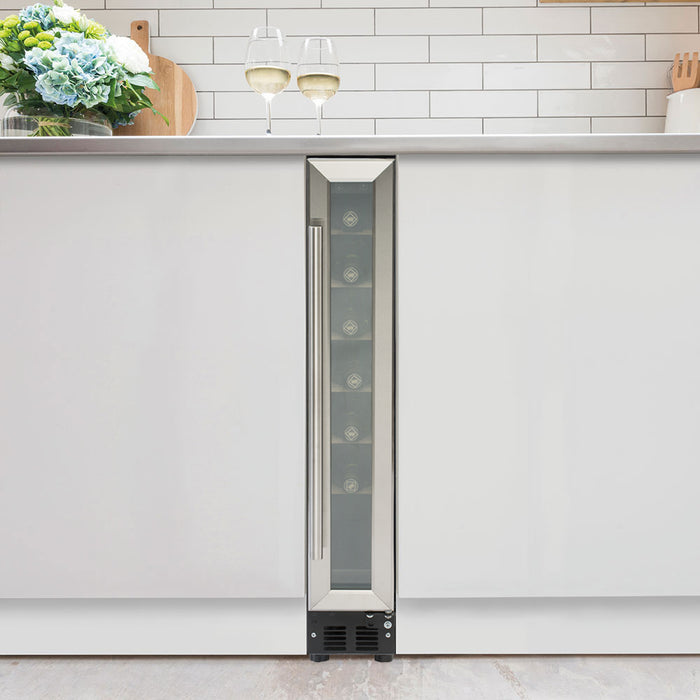 WC15SS - 15cm Stainless Steel Under Counter LED 7 Bottle Wine Cooler
