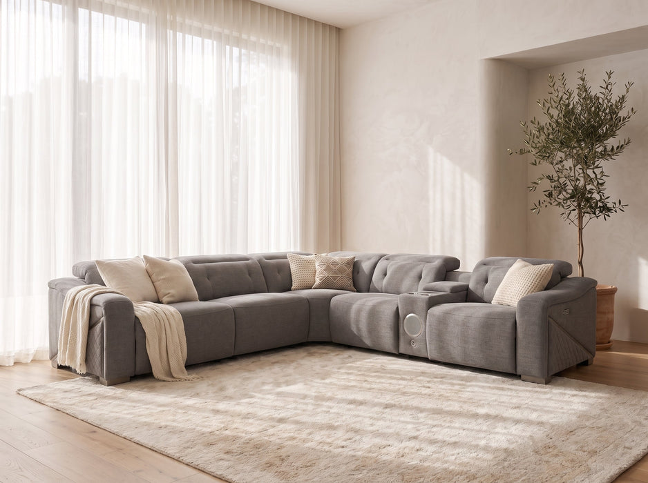 Renzo Large Electric Tech Corner Sofa - Grey