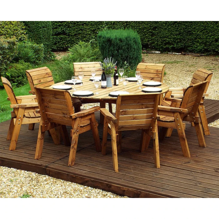 8 Seater Wooden Circular Table Set