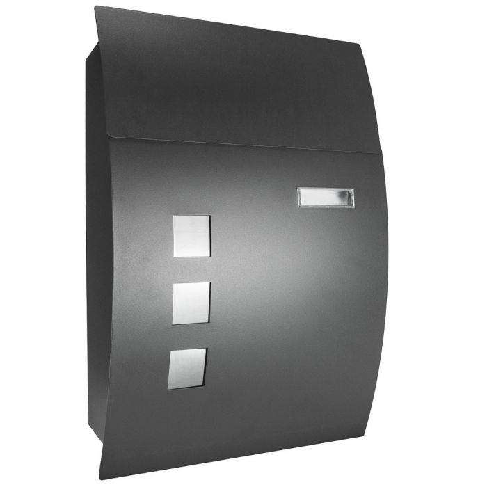 Large Curve Design Wall Mounted Mail Box- Grey
