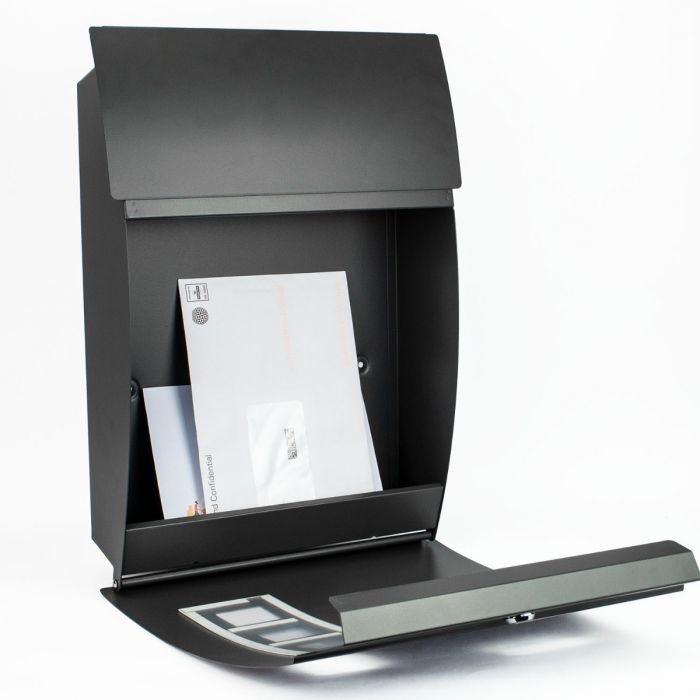 Large Curve Design Wall Mounted Mail Box- Grey