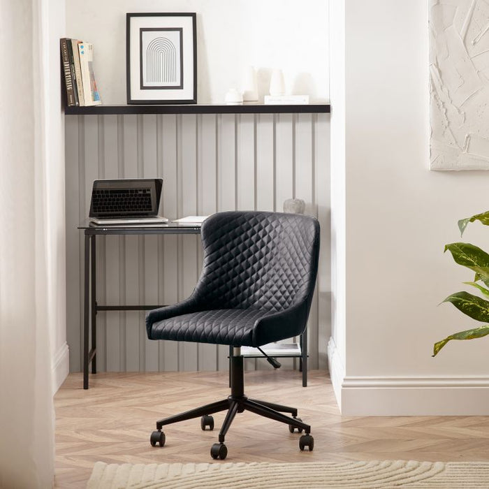Luxe Office Chair In Black Faux Leather
