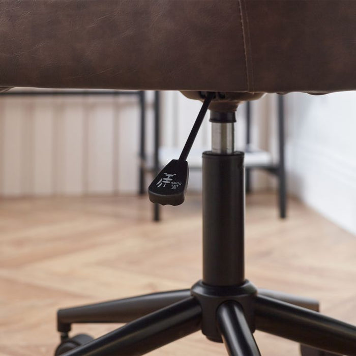 Luxe Office Chair In Brown Faux Leather
