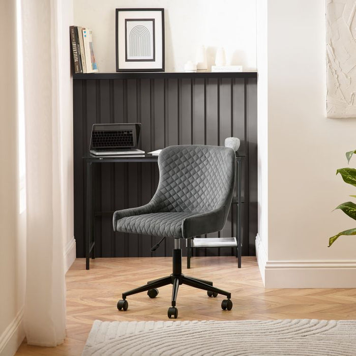 Luxe Office Chair In Grey Velvet