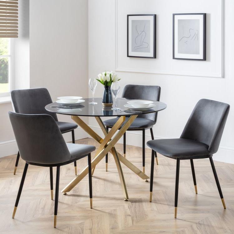 Montero Round Table & 4 Delaunay Grey Chairs