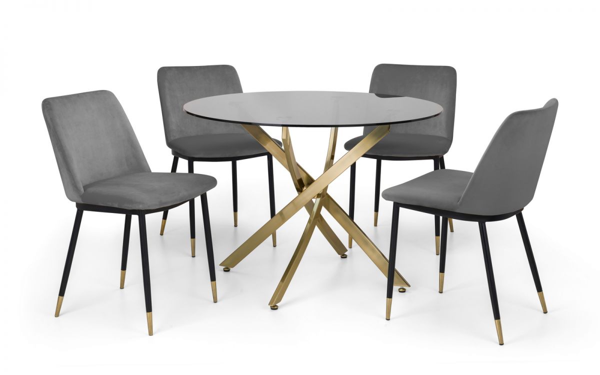 Montero Round Table & 4 Delaunay Grey Chairs