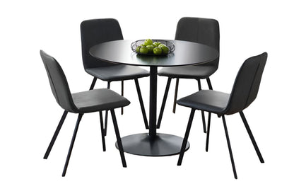 Nero Round Table & 4 Goya Antique Black Chairs